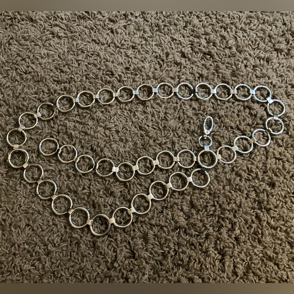 NWOT~1960’s/1970’s Inspired Silver Chain Belt, XL; 1” Rings, 46” Length-Groovy🌼